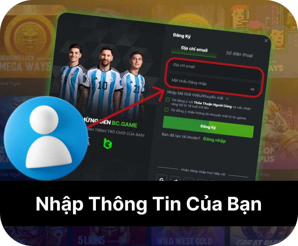 Bước 2 đăng ký BC Game